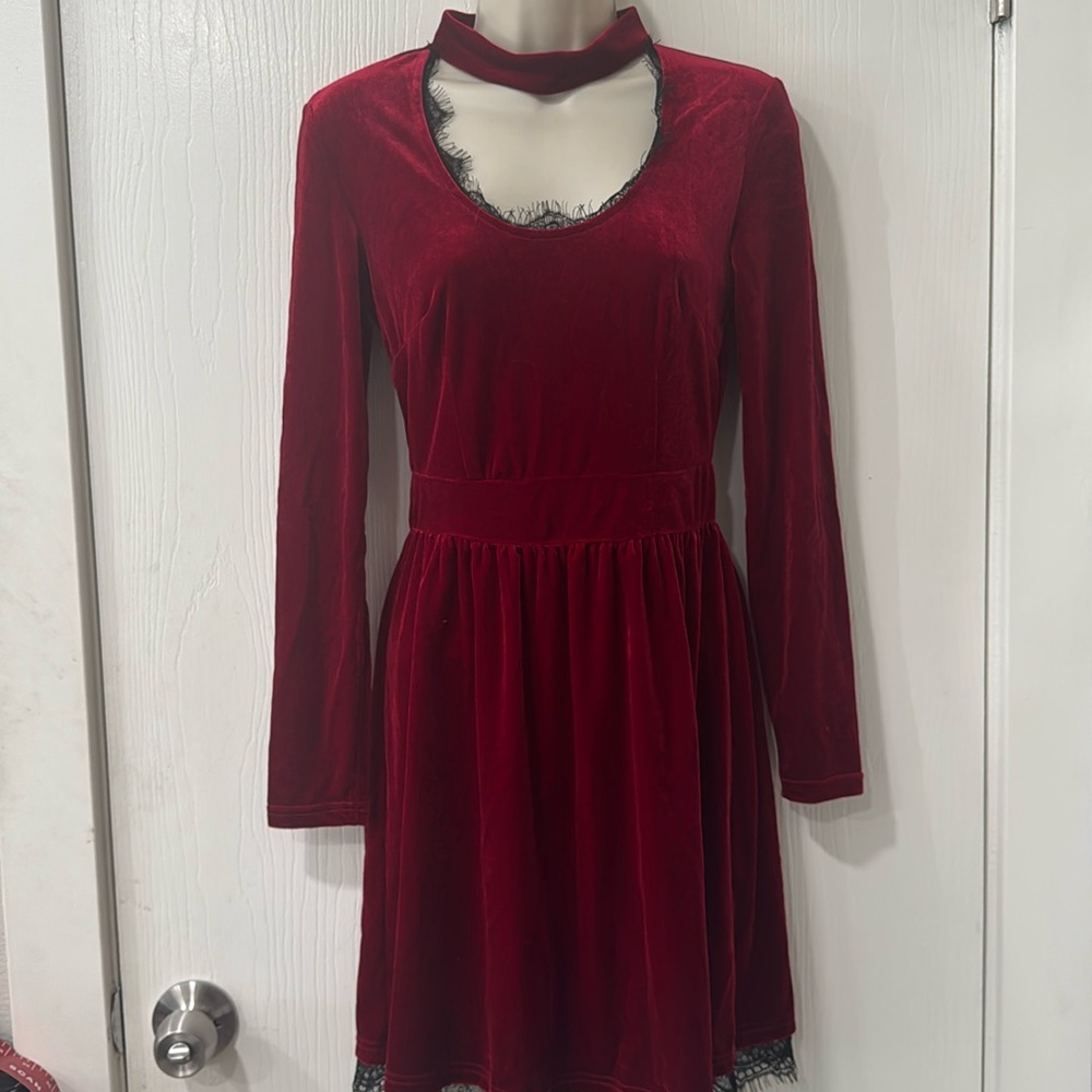 Red Velour Dress Size Small